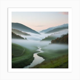 Mist In The Valley Art Print