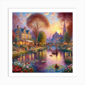 Night At The Pond Art Print