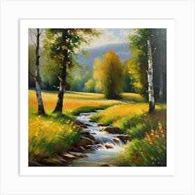 Stream In The Meadow Art Print