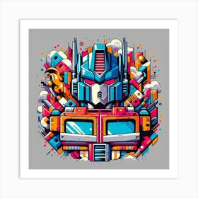 Transformers Optimus Prime Colorful Comic Graffiti Style Art Print