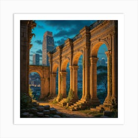 Roman Ruins At Dusk 1 Art Print