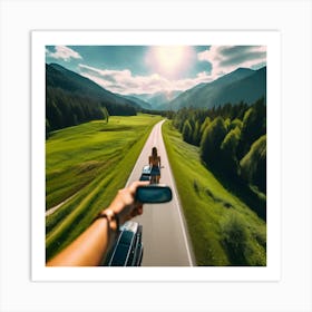 Vacation Drive Journey Tour Tourism Drone Route Enjoy People Happy Friends Female Down S (3) Art Print