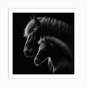 Black Horse And Foal Art Print