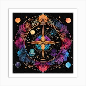 Planets And Compass Art Print