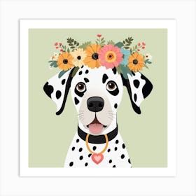 Floral Baby Dalmatian Dog Nursery Illustration (25) Art Print