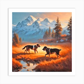 Dogs In The Mountains Art Print