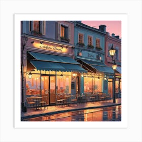 Cafe Terrace At Night Art Art Print