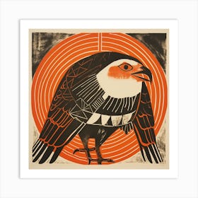 Retro Bird Lithograph Hawk 1 Art Print