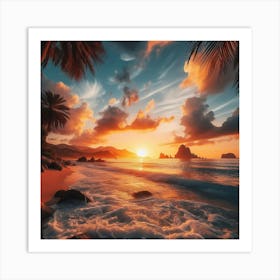 Sunset On The Beach Art Print