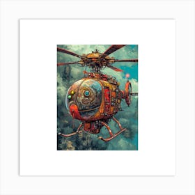 Retro Steampunk Helicopter 2 Art Print