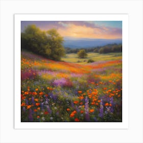 Poppies At Sunset Art Print