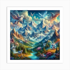 Mountainous Fantasy Landscape Art Print