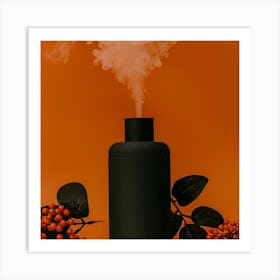 Black Humidifier With Orange Leaves Art Print