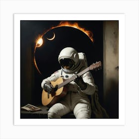 Astronaut Playing Guitar Art Print