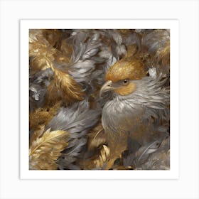 Golden Feathers and Silver Feathers Art Print