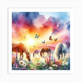 Horses In The Meadow 7 Art Print