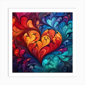 Abstract Colorful Heart 2 Art Print