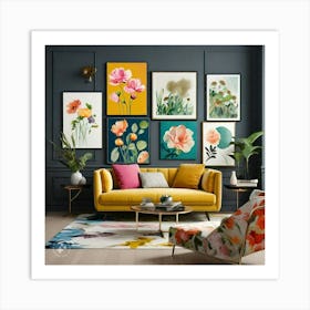 Florals In A Living Room Art Print