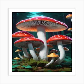 Mushrooms In The Forest 2 Art Print