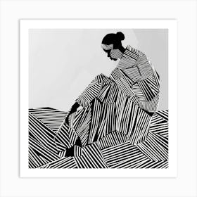 Woman Sitting On The Ground 2 Art Print