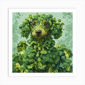 Dog With Broccoli Art Print