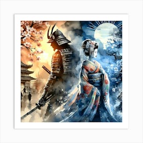 Japan Traditional Geisha Illustration By Ad 15 Art Print