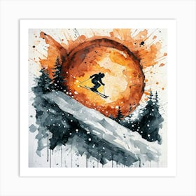 Skier In The Sun Art Print