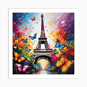 Paris With Butterflies 154 Art Print