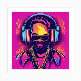 Dj With Headphones boom Art Print