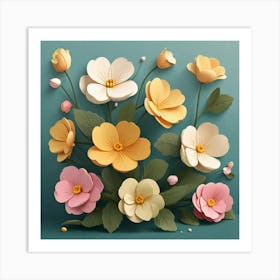 Flowers of Primrose, Vector art Art Print