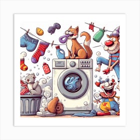 Cartoon Laundry Cartoon Art Print