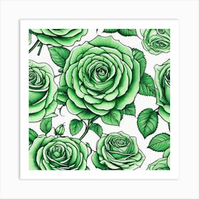 Green Roses 12 Art Print