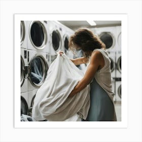 Woman In A Laundry Room Art Print