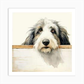 Dog Peeking Over The Edge Art Print