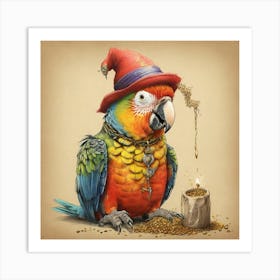 Parrot With A Hat Art Print