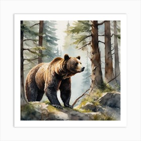 Grizzly Bear In The Forest 17 Art Print