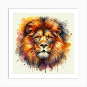 Lion Head painting in water color Art Print