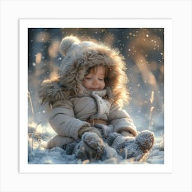 Little baby In The Snow Art Print