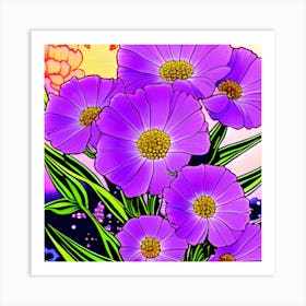 Violet flowers Luck Charms Art Print