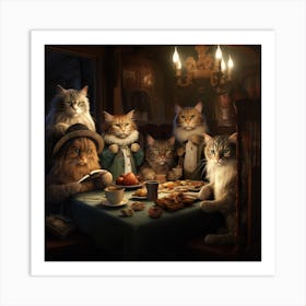 Cat'S Dinner Party Art Print