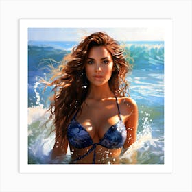 Beautiful Woman In The Ocean Art Print