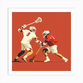 Two Lacrosse Players In Action 1 Art Print