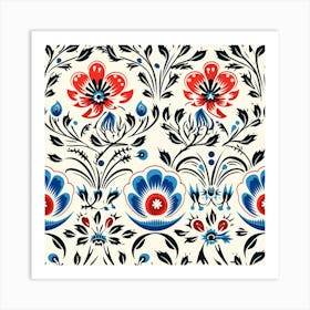 Floral Seamless Folk Art 2 Art Print