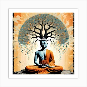 Buddha An The Tree Of Live Spiritual Artwork Art Print