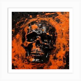 Skull On Black Background Art Print