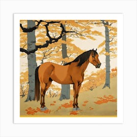 Horse In Autumn Art Print