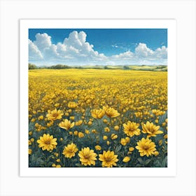 Field Of Sunflowers 3 Art Print