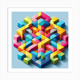 Geometric Cubes Art Print