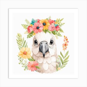 Floral Baby Parrot Nursery Illustration (27) Art Print