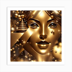 Golden Face Of A Woman Art Print